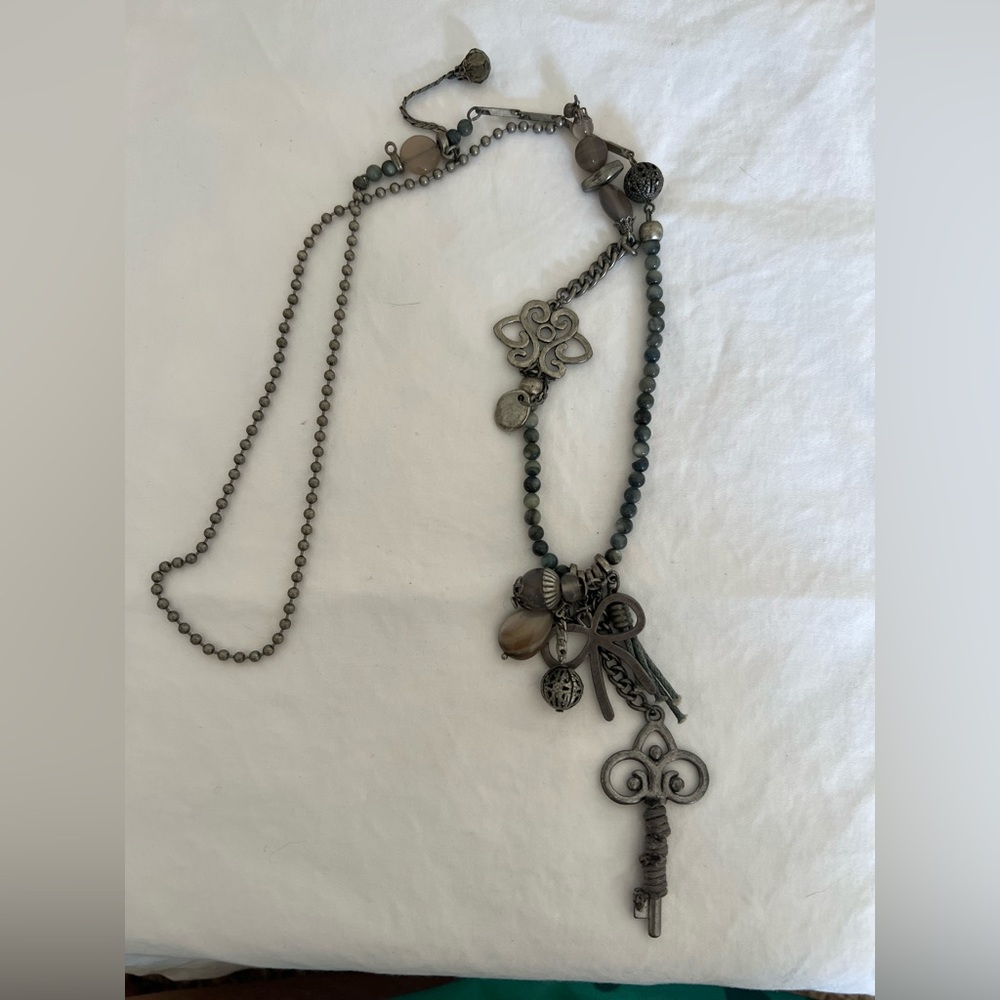 Lucky Brand Costume Brass Key & Heart Drop Necklace💕